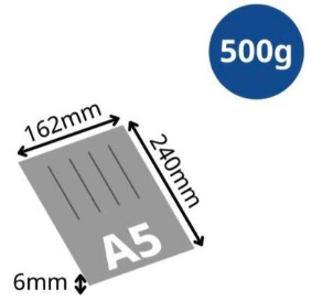 240mm x 162mm x 6mm & 500gr